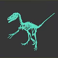 Golden Dinosaur Skeleton With Detailed Anatomical Structure Standing On Dark Background
