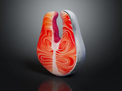 Fresh Salmon Fillet Cross Section Showing Detailed Inner Texture And Pink Color 3d model