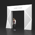 Modern Illuminated Archway Featuring GAME OVER Text And Person Standing Underneath Design