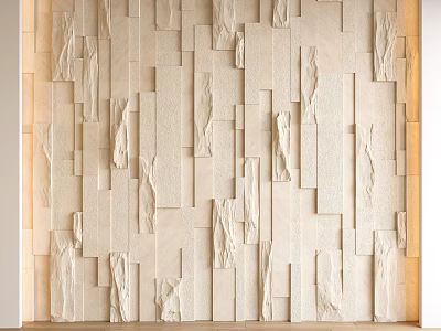 Bed Background Wall Design With Textured Stone Panels And Neutral Tones For Modern Bedroom Interior 3d model