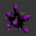 Vibrant Purple Crystal Cluster With Rough Brown Base On Dark Background