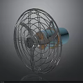Vintage Electric Fan With Metal Wire Cage Blue Motor And Blades