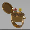 SpongeBob And Patrick Star In Golden Open Box With Circular Base And Shiny Surface 3d model