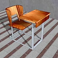 Wooden Desk Chair Combination With Metal Frame For Home Study Space