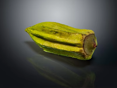 Fresh Green Okra Vegetable With Textured Surface On Dark Background Showing Natural Reflection 3d model