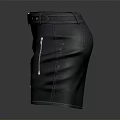 Stylish Black Leather Skirt With Belt Buckle Pockets And Zippers Design