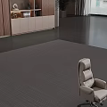 Modern Office Desk with Laptop Lamp Decorations Cabinet with Bookshelf Near Plant and Window View