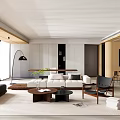 Modern Living and Dining Room Interior With Sofa Coffee Table Dining Chairs And Natural Light