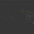 Detailed Architectural Building Model With Glass Roof Frame Arched Elements And Windows