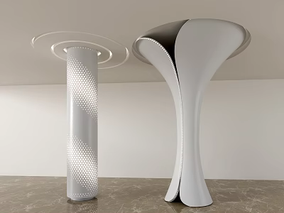 Modern Interior With Two Unique Design Columns 3d model