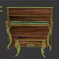 Elegant Brown Wooden Piano Furniture With Matching Bench And Carved Legs