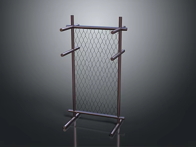 Industrial Metal Frame Mesh Rack With Horizontal Bars And Support Base 3d model