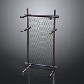 Industrial Metal Frame Mesh Rack With Horizontal Bars And Support Base