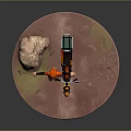 Red Haired Female Game Movie Character With Yellow Orange Scooter And Small Animal On Base