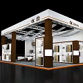 Modern Exhibition Booth Featuring White Brown Exterior CK DESIGN Branding Interior Display Cabinets And Sofa