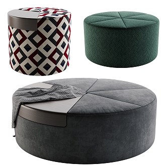 Round Low Stool Sofa Stool Leisure Stool Collection 3d model