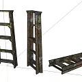 Three Vintage Wooden Shelves For Home Storage And Decorative