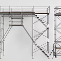 Metal Scaffolding Structure With Platform Stairs And Metal Frames For Construction 3d model