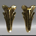 Golden Carved Pair of Symmetrical Decorative Furniture Ornament Pieces