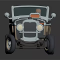 Vintage Brown Silver Convertible Car With Open Top Headlights Exhaust Pipes And Number 2