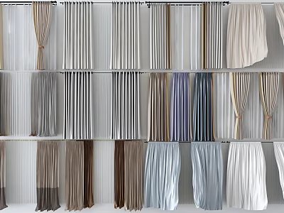 Elegant Curtains With Various Colors And Patterns For Home Interior Decoration 3d model