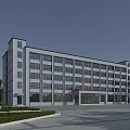 Modern Office Building Exterior Design With Glass Windows Main Entrance And Landscaped Surroundings