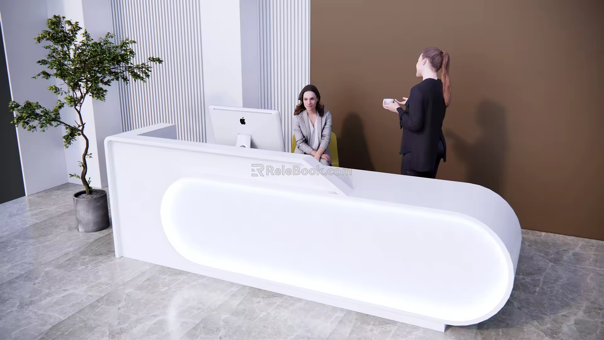 Modern Reception Desk Front Desk 3d model