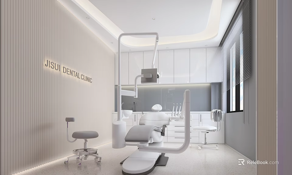 Modern Dental Clinic Interior Design With Treatment Chair And Equipment 3d model 