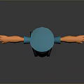 Cartoon Police Character In Blue Uniform With Cap Serious Expression And Outstretched Arms