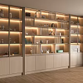 Modern Wooden Display Cabinet With Multiple Shelves Built In Lighting And Storage Space
