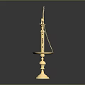 Golden Metal Balance Scale with Ornate Base as Decorative Home Living Accessory