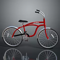Classic Red Bicycle With Curved Frame Black Seat And Silver Rims