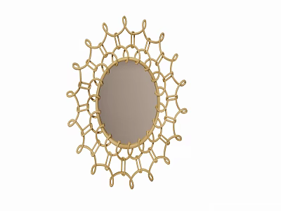 Elegant Oval Mirror With Golden Intricate Frame For Modern Home Decoration 3d model