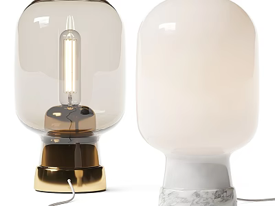 Modern Table Lamps With Transparent Glass Gold Base And White Shade Marble Base 3d model