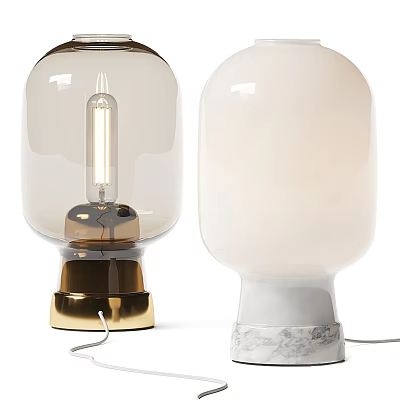 Modern Table Lamps With Transparent Glass Gold Base And White Shade Marble Base 3d model
