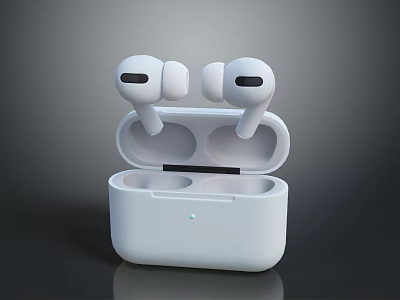 Sleek White Wireless Earbuds Computer Accessory With Open Charging Case And In Ear Design 3d model