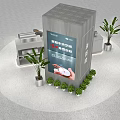 Modern Mall Counter With Appliance Displays Green Plants And Comfortable Seats