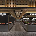Shopping Mall Food Shop with Braised Wagyu and Fresh Vegetable Displays