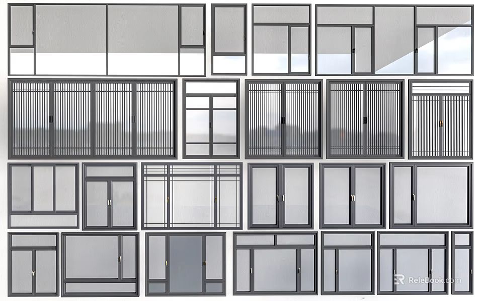 Modern Casement Windows With Various Designs High-Quality Frames And Energy-Efficient Glass 3d model 