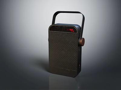 Modern Portable Speaker With Carbon Fiber Texture Digital Display And Handle Knob 3d model