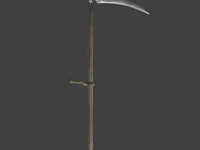 Traditional Agricultural Sickle Tool With Wooden Handle And Metal Blade For Harvesting Crops 3d model