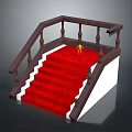 Stairs Interior Design With Red Carpet Brown Railing And White Steps