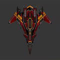 Futuristic Red And Yellow Spaceship With Sleek Design And Cockpit Details