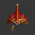 Red Haired Female Fantasy Warrior With Gold And Red Winged Armor 3D Render