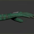 Green Glove With Silver Decorative Panel And Metal Buckle For Everyday Use