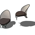 Modern Leisure Chairs with Black Frame Mesh Backrest and Dark Brown Cushion