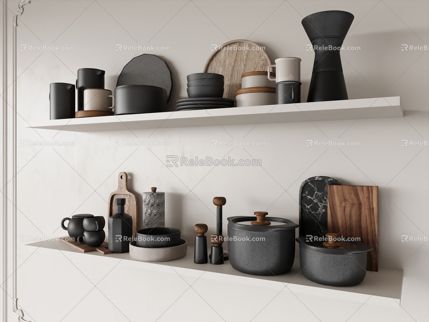 Modern set of kitchen utensils 3d model