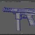 Futuristic Mechanical Pistol With Highly Detailed Metallic Structure And Blue Accents