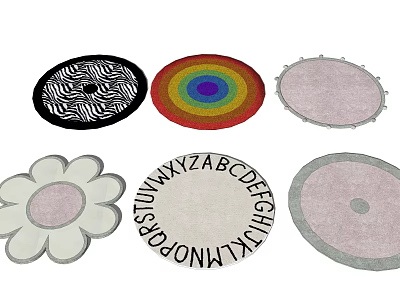 Stylish Round Rugs With Various Patterns And Colorful Designs For Home Decor 3d model