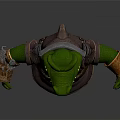Anthropomorphic Crocodile Warrior Character With Metallic Armor And Green Skin